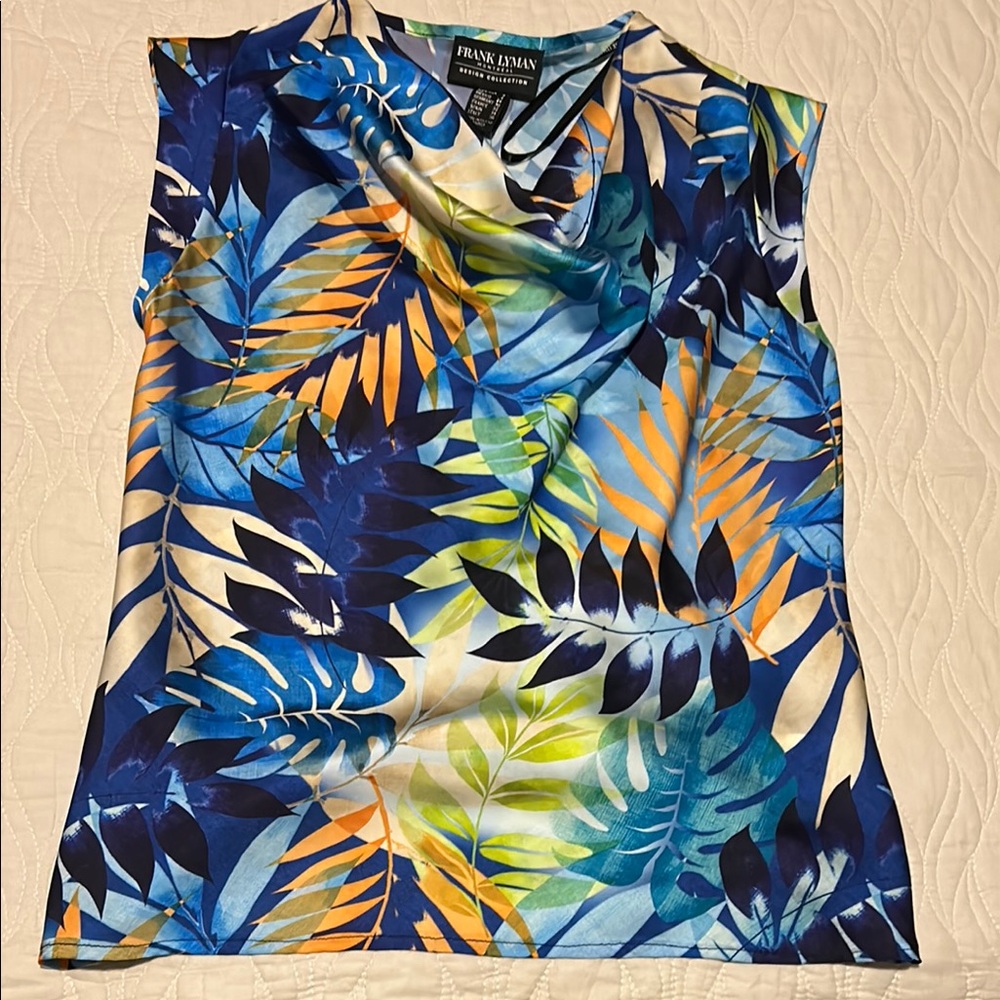 Frank Lyman Design Blue Graphic Relaxed Blouse